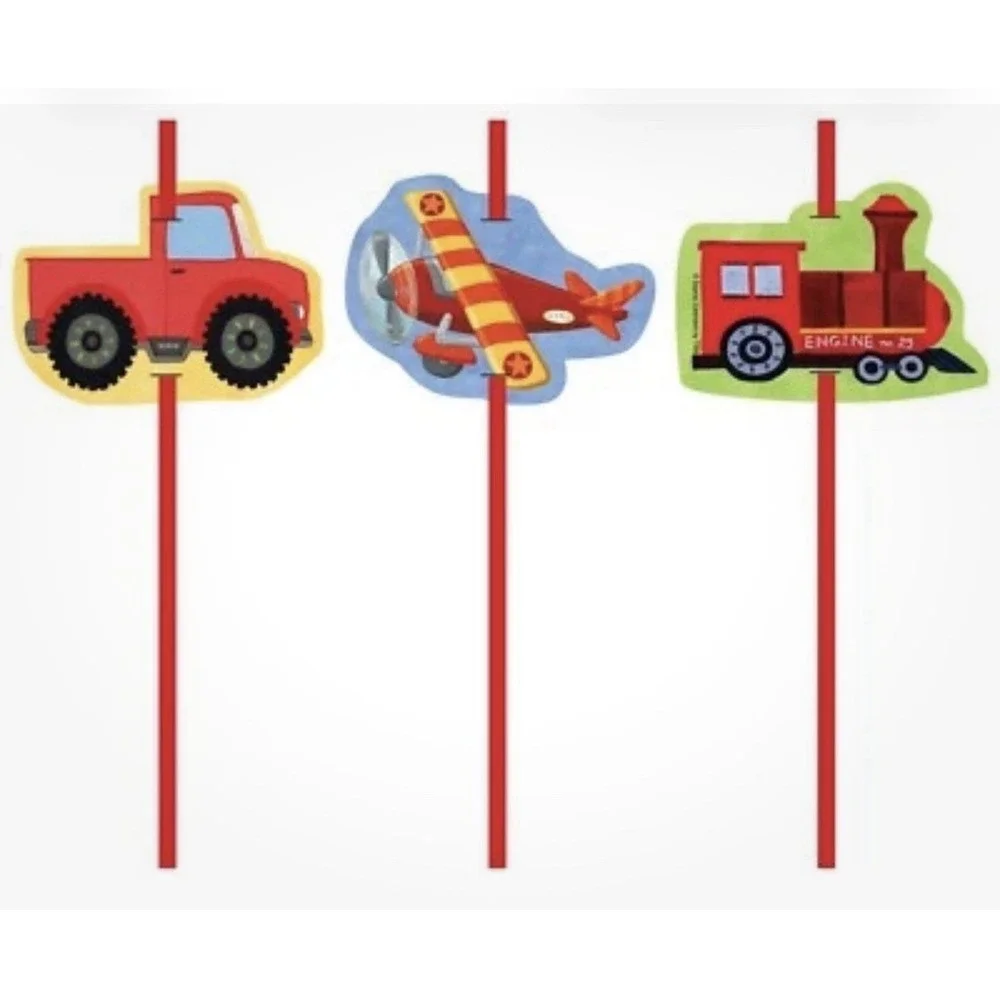 24 Airplane Straws Train Truck Boat Straws Birthday Party Favor Supply On the Go